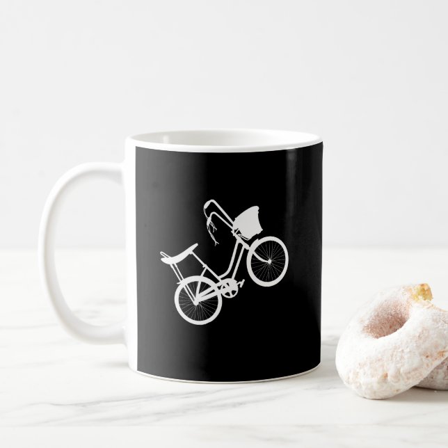 80's Wheelie (vit) Kaffemugg (Med munk)