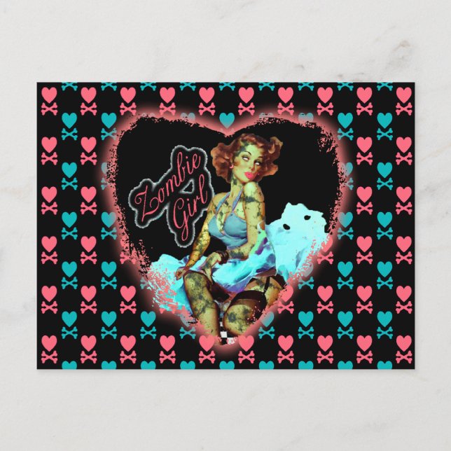 80'S Zombie Girl Vykort (Framsida)