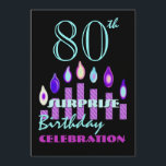 80th - 89th ÖVERRRAKNINGfödelsedagsfest inbjudan<br><div class="desc">Dessa ljusa purpurfärgade stearinljus är ett festligt långt som inviterar folks till ett ÖVERRRAKNINGfödelsedagfirande. All text är totalt anpassadet.  Tillfoga ditt födelsedagår,  och partyet specificerar! Denna design presenteras på ett hued metalliskt papper för is som ger din födelsedaginbjudan en festligt shimmer och sken.</div>