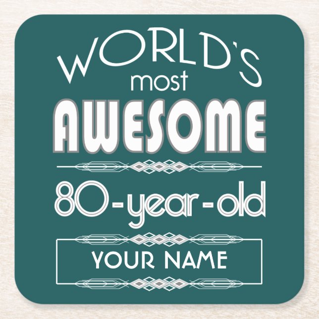 80th Bäst sagolik mörk för födelsedagvärldar - Underlägg Papper Kvadrat (Framsidan)