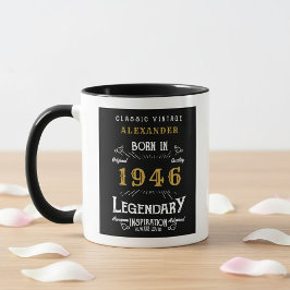 80th Birthday 1946 Legend Retro Black Personalized Mugg