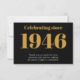 80th Birthday 1946 Retro Black And Gold Tack Kort