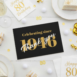 80th Birthday 1946 Retro Black And Gold Tack Kort