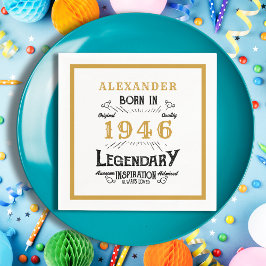 80th Birthday Born 1946 White Gold Legend Pappersservett