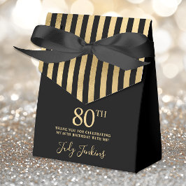 80th Birthday Gold Striped Thank You Presentaskar