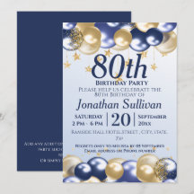 80th Birthday Navy Gold Balloons Party