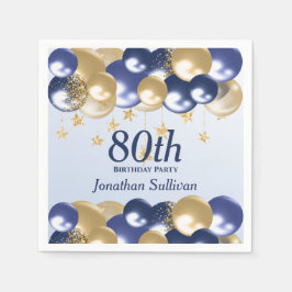 80th Birthday Navy Gold Balloons Party Pappersservett
