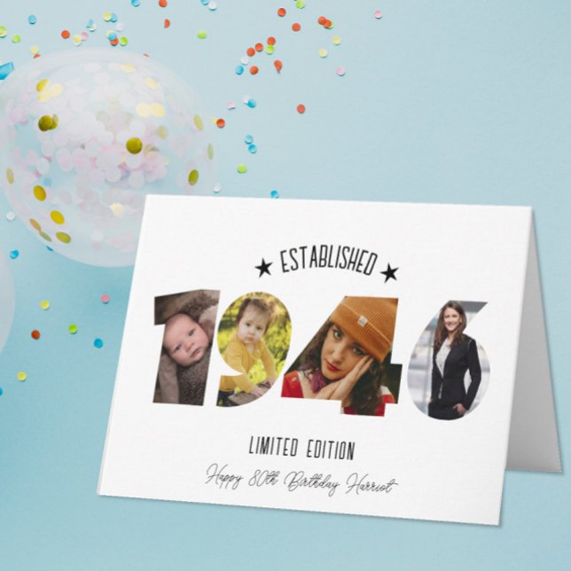 80th birthday Photo Collage established 1946 Tack Kort (Skapare uppladdad)