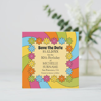 80th Birthday Retro 60s Music Groovy Party Spara Datumet