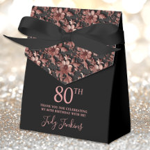 80th Birthday Rose Gold Floral Thank You 