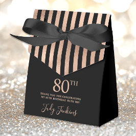 80th Birthday Rose Gold Striped Thank You Presentaskar