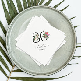 80th Birthday Simple Elegant Tropical Invitation Pappersservett