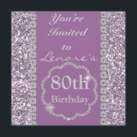 80th BLING-födelsedagsfest inbjudan<br><div class="desc">Trendiget med gnistrakristaller… tycker om denna showproppinbjudan…,  För all milstolpefödelsedagar eller årsdaglavendel & purpurfärgad bling</div>