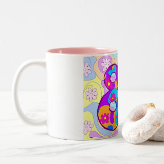 80th Blommig Retro födelsedagmugg för födelsedag Två-Tonad Mugg