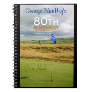 80th Bok för gäst för födelsedagfirandeGolf Anteckningsbok Med Spiral