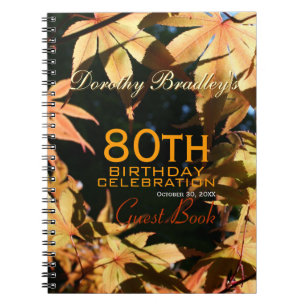 80th Bok för gäst för födelsedagfirandehöst Anteckningsbok