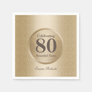 80th Elegant för födelsedagsfestMonogramguld Pappersservett