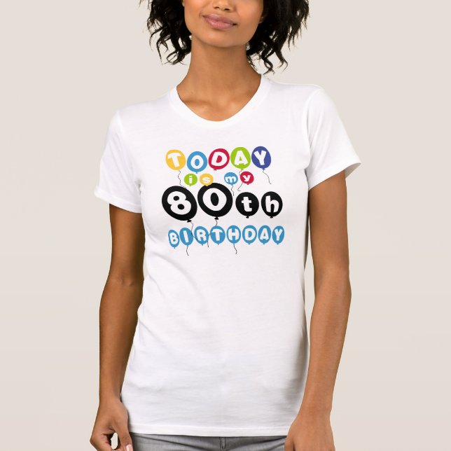 80th födelsedag för ballonger tee shirt (Framsida)
