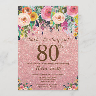 80th födelsedag för rosa guld- överrrakning för inbjudningar