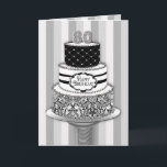 80th Födelsedag svart för 3 Tier/vitmönstertårta Kort<br><div class="desc">Se andra inklusive inbjudningar för kategorier för födelsedagar och årsdagar med liknande design för same/or.</div>