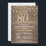 80th födelsedagdiamant för lantlig Wood guld- Inbjudningar<br><div class="desc">Förvåna den 80th födelsedaginbjudan med lantligt trä och guld- glitterdiamantbakgrund. Retro landvintage. Guld- konfettiar. Vuxen födelsedag. Male manar- eller kvinnafödelsedag. Behaga klickar "skräddarsy den" knäppas och använder vårt designverktyg för att ändra denna mall för mer ytterligare customization.</div>