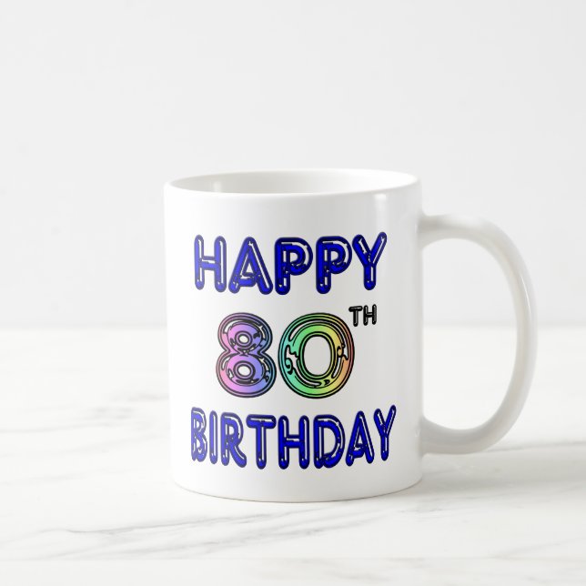 80th födelsedaggåvor för lycklig och kaffemugg (Höger)