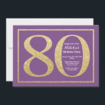 80th Födelsedaginbjudanlilor och guld- glitter Inbjudningar<br><div class="desc">80th Födelsedaginbjudan. Lilor och guld- glitterfödelsedagsfestinbjudan med purpurfärgad bakgrund. Överrrakningfödelsedag. Vuxen födelsedag. Party för manar- eller kvinnaBday våldsamt slag. Behaga klickar "skräddarsy den" knäppas och använder vårt designverktyg för att ändra denna mall för mer ytterligare customization.</div>