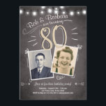 80th Födelsedaginbjudanvintage kopplar samman Inbjudningar<br><div class="desc">Perfekt för ♥ A långt som inviterar dina gäster till denna speciella födelsedagsfest!</div>