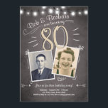 80th Födelsedaginbjudanvintage kopplar samman Inbjudningar<br><div class="desc">Perfekt för ♥ A långt som inviterar dina gäster till denna speciella födelsedagsfest!</div>