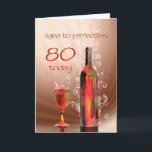 80th födelsedagkort för plaska vin kort<br><div class="desc">Plaska vin och bubblar gör detta 80th födelsedagkort extra sakkunnig och synar att fånga</div>