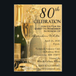 80th Födelsedagsfest inbjudan<br><div class="desc">Dina ska gäster älskar denna personifierade, guld, och födelsedagsfest inbjudan för svarten 80th med champagneexponeringsglas, det guld- bandet och mycket litet bubblar. Enkelt yet festligt, eleganten, chic, klassiker, är den flott födelsedagsfest inbjudan för överrrakningen 80th är ett passande långt som firar din åttionde födelsedag för hedersgästen med stil som är...</div>