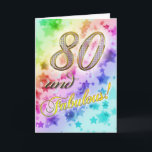 80th Födelsedagsfest inbjudan<br><div class="desc">Den encrusted juveln numrerar och stjärnor för att fira en födelsedag på denna inbjudan till ett party</div>