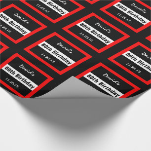 80th Födelsedagsvart med den röda Presentpapper
