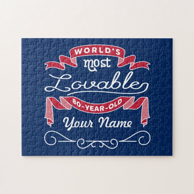 80th Födelsedagvärlds mest älskvärda 80-År-Gammalt Pussel (Horisontell)
