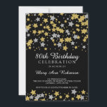 80th För silverglitter för födelsedagsfest guld- Inbjudningar<br><div class="desc">För silverglitter för elegant & modern 80th (åttionde) födelsedagsfest guld- mall för inbjudan för stjärnor (fauxen verkställer - inte ett verkligt glitter).</div>