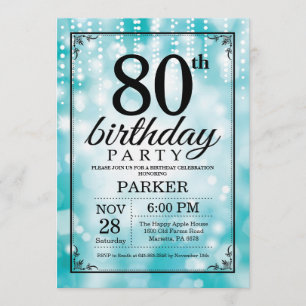 80th Glitter för födelsedaginbjudankricka Inbjudningar