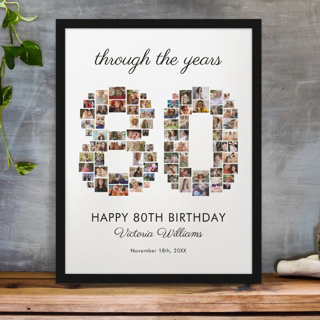 80th Happy Birthday Photo Collage Poster (Skapare uppladdad)