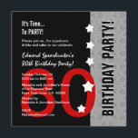 80th Modern röd silversvart rolig D845F för Inbjudningar<br><div class="desc">80th Moderna röda är den roliga silversvarten för födelsedagen denna moderna design i rött, silver och svart en elegant långt som inviterar dina gäster till en 80th födelsedagsfest. All text är totalt anpassadet. Du kan ändra bakgrundsfärgen eller textfärgen för en olik look. Jag rekommenderar det hued metalliska papperet för is,...</div>