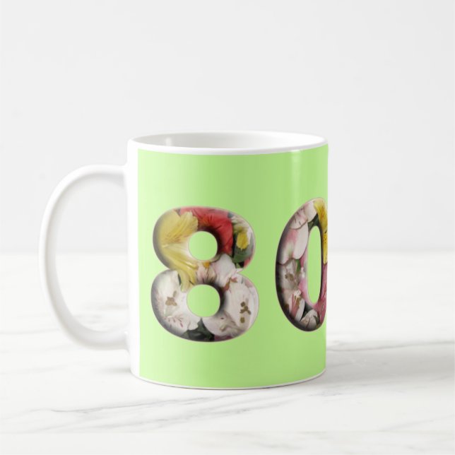 80th Mugg för födelsedagårsdagmilstolpe (Vänster)