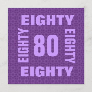 80th Numrerar enorma brev för födelsedag lilor Inbjudningar