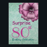 80th Pilbåge för blomma för Inbjudningar<br><div class="desc">Denna design med dess subtila damastast mönster och fauxen utskrivavna satängpilbåge är elegant långt att invitera folks till ett födelsedagfirande. All text är totalt anpassadet. Du kan experimentera med olika pappra typer, genom att klicka på "den inbjudanalternativ" fliken på övrerighthanden, tränga någon. Denna design presenteras på ett hued metalliskt papper...</div>