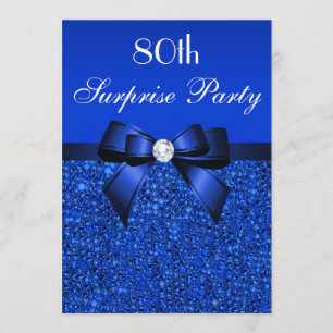 80th Sequins och pilbåge för blått för Inbjudningar