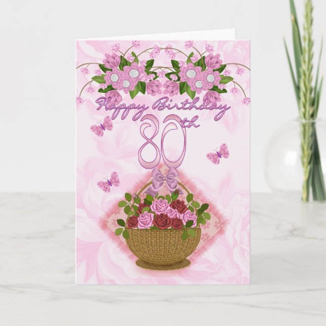 80th Speciell dam för födelsedag, ro och blommor - Kort (Framsida)
