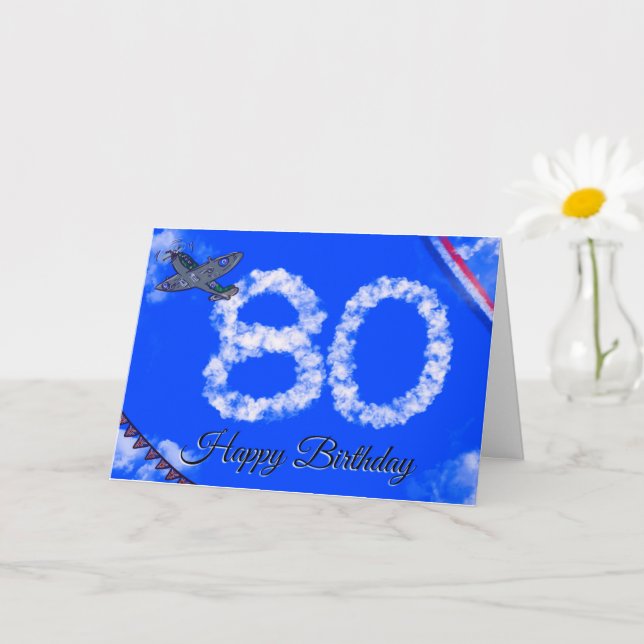80th Spitfire Birthday Card Kort (Liten växt)