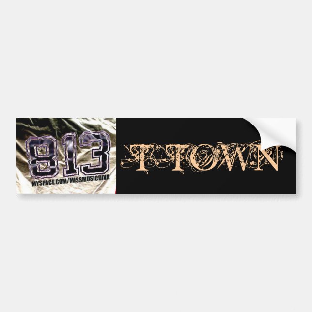 813 T-TOWN Bumper Sticker Bildekal (Framsidan)