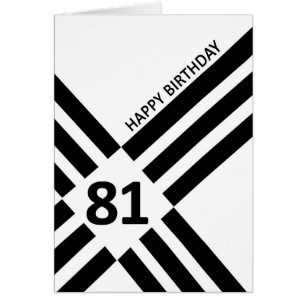 81:a diagonalns svarta linjedesign, födelsedag hälsningskort