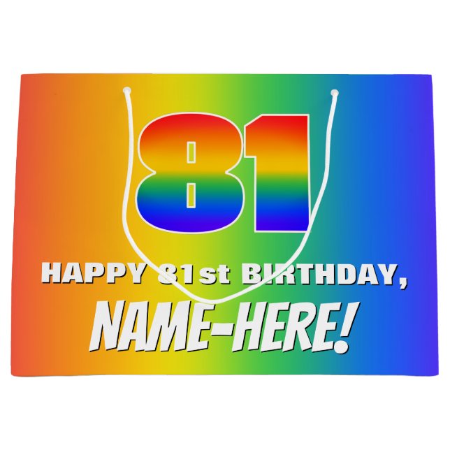 81:a födelsedag: färgfull, Roligt Rainbow Mönster  (Framsidan)