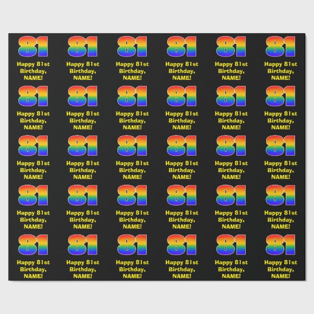 81:a födelsedag: Roligt, färgstark regnbåge inspir Presentpapper (Seam)