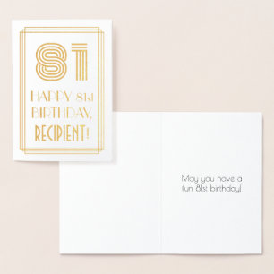81:a födelsedagen - Art Deco Inspired Titta "81" o Folierat Kort