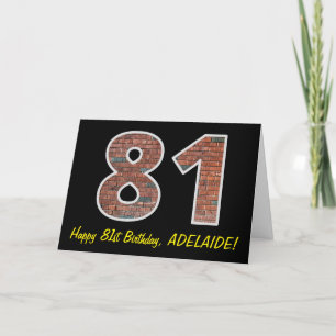 81:a födelsedagen - Brickmuren Mönster "81" w/ Nam Kort